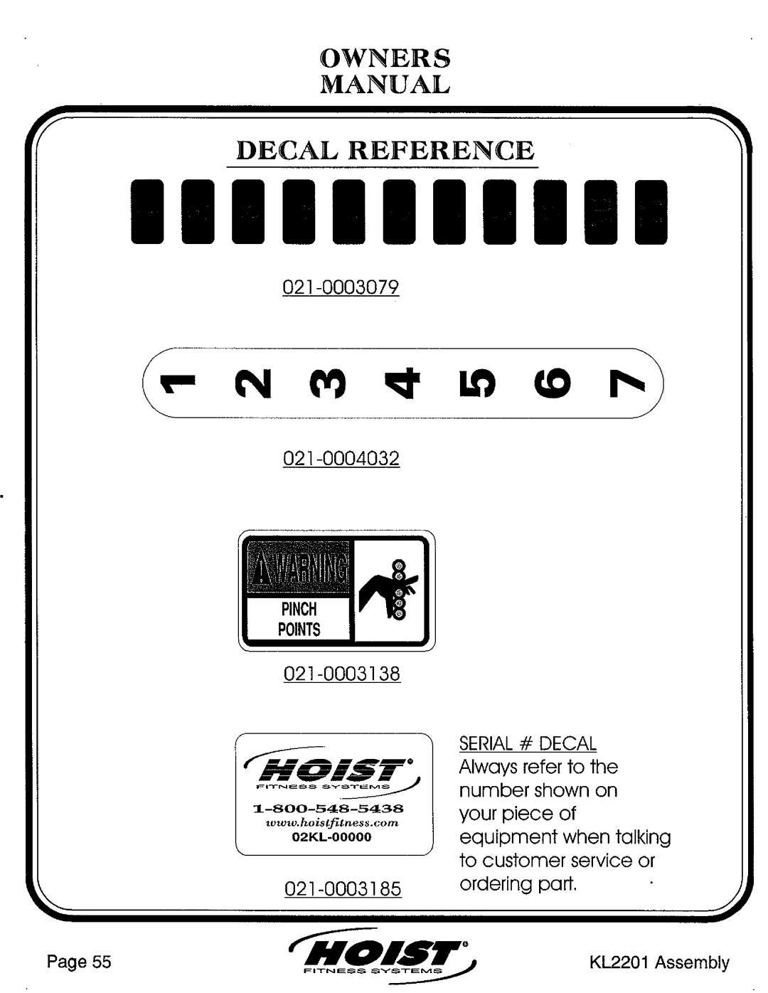 Hoist Fitness KL2201 manual 