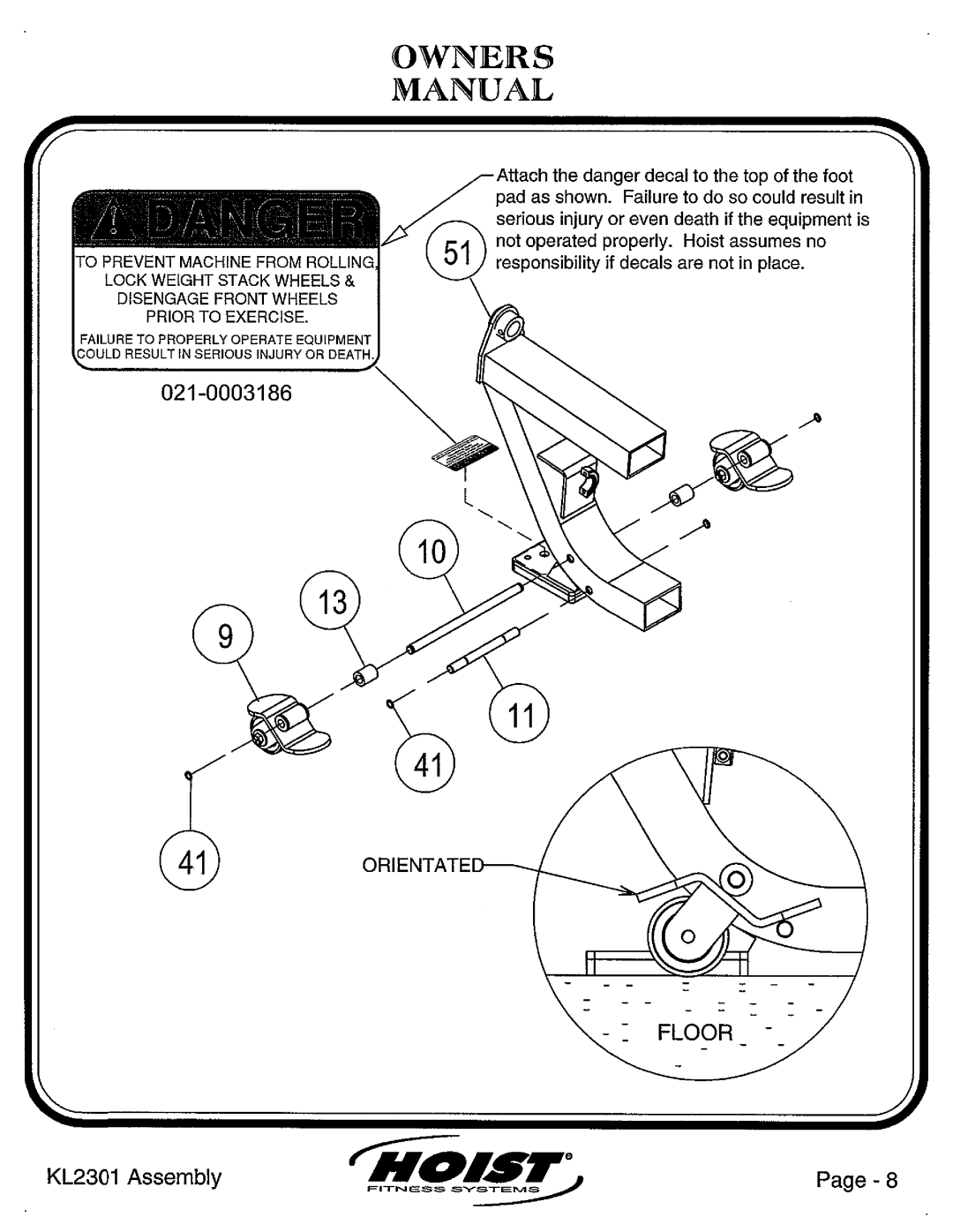 Hoist Fitness KL2301 manual 