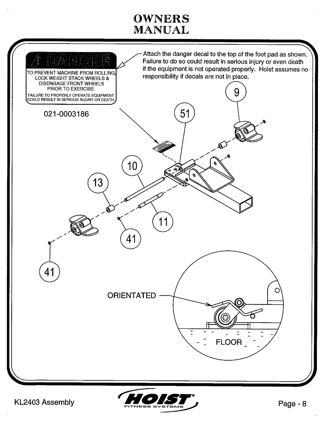 Hoist Fitness KL2403 manual 