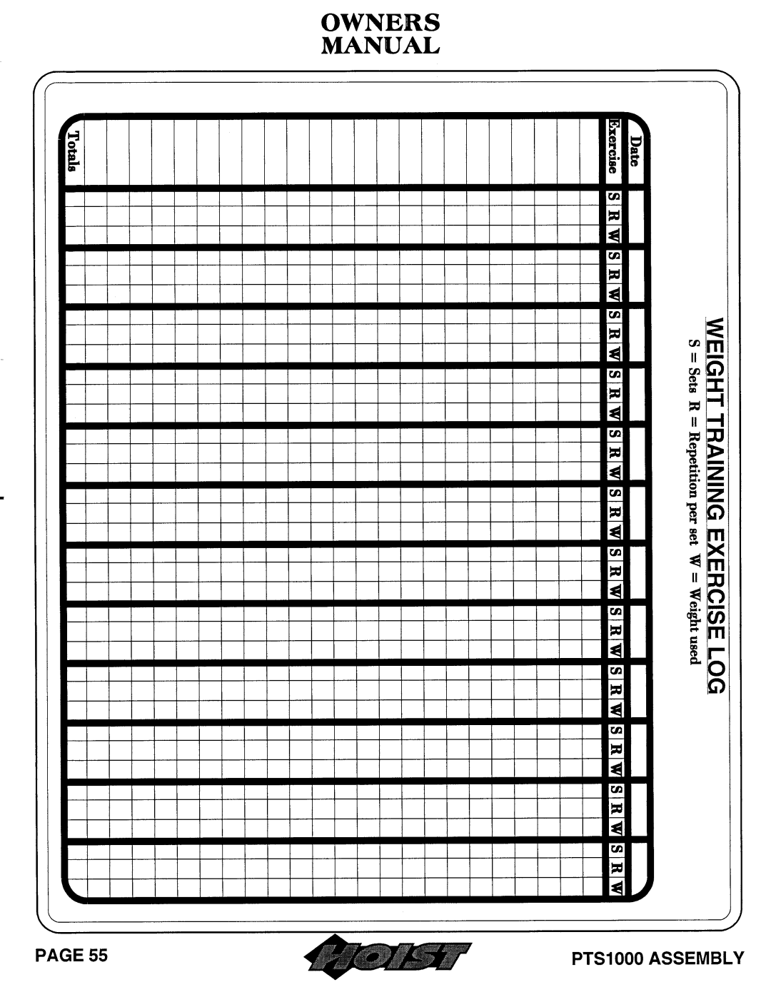 Hoist Fitness PTS 1000 owner manual 