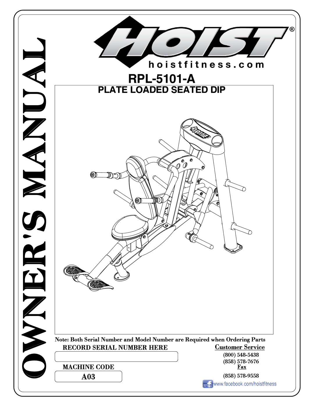 Hoist Fitness RPL-5101-A owner manual 