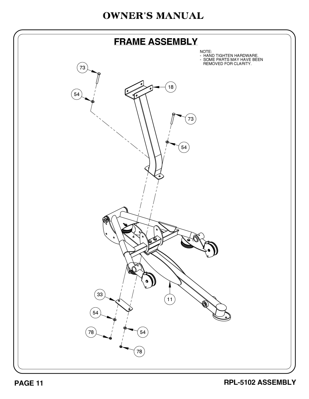 Hoist Fitness RPL-5102 owner manual 7854 