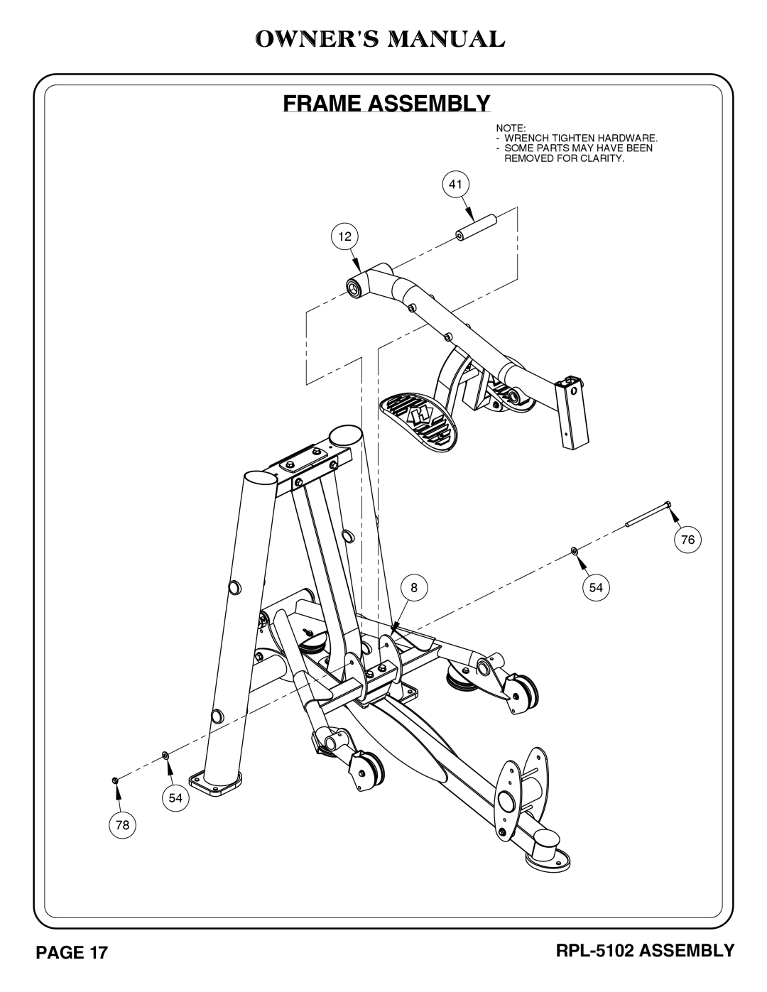 Hoist Fitness RPL-5102 owner manual 854 