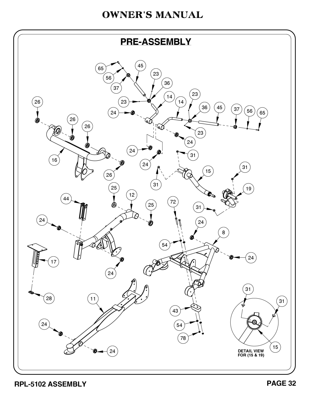 Hoist Fitness RPL-5102 owner manual Pre-Assembly 