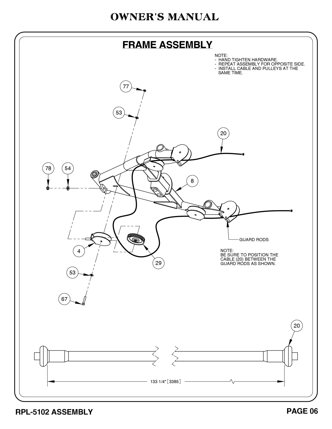 Hoist Fitness RPL-5102 owner manual 133 1/4 