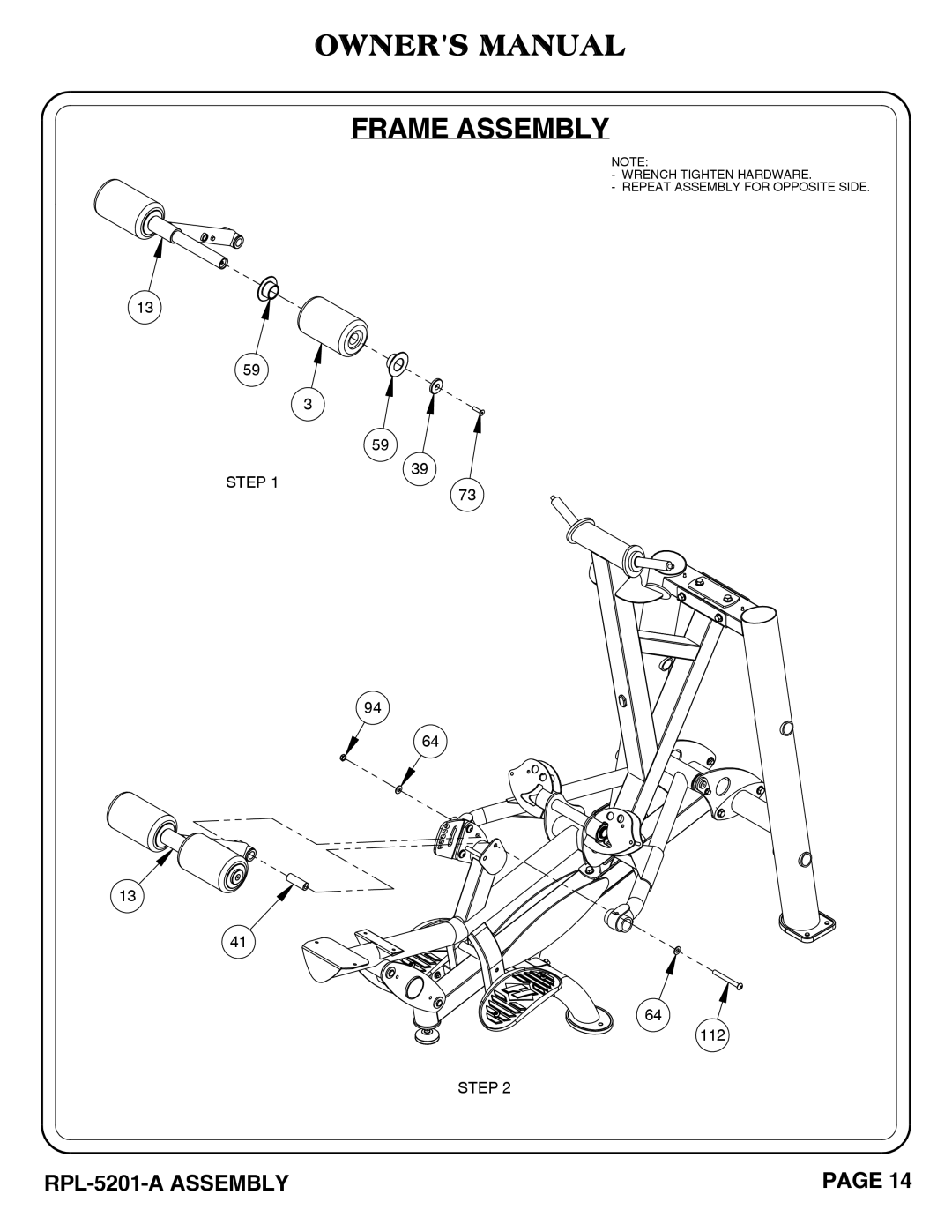 Hoist Fitness RPL-5201-A owner manual Step 