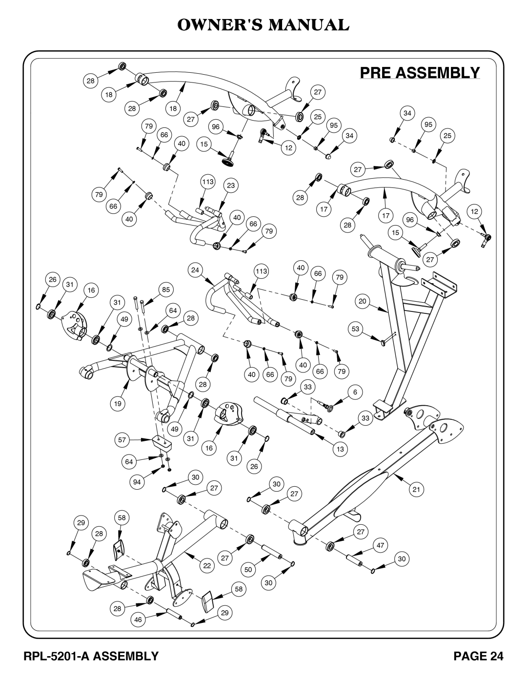 Hoist Fitness RPL-5201-A owner manual PRE Assembly 