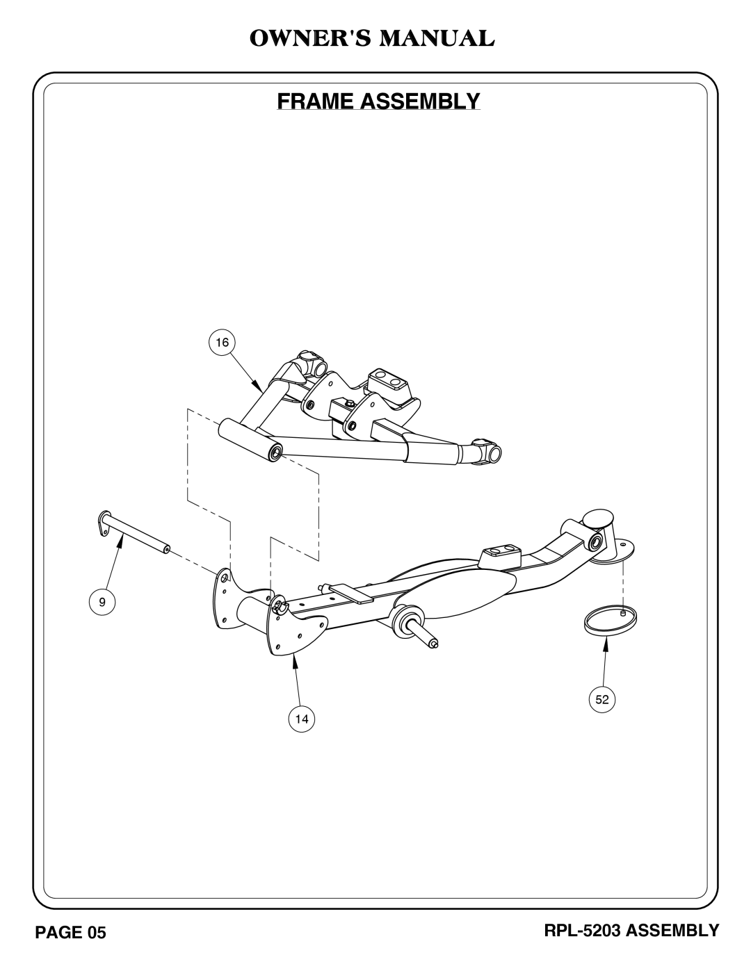 Hoist Fitness rpl-5203 owner manual Frame Assembly 