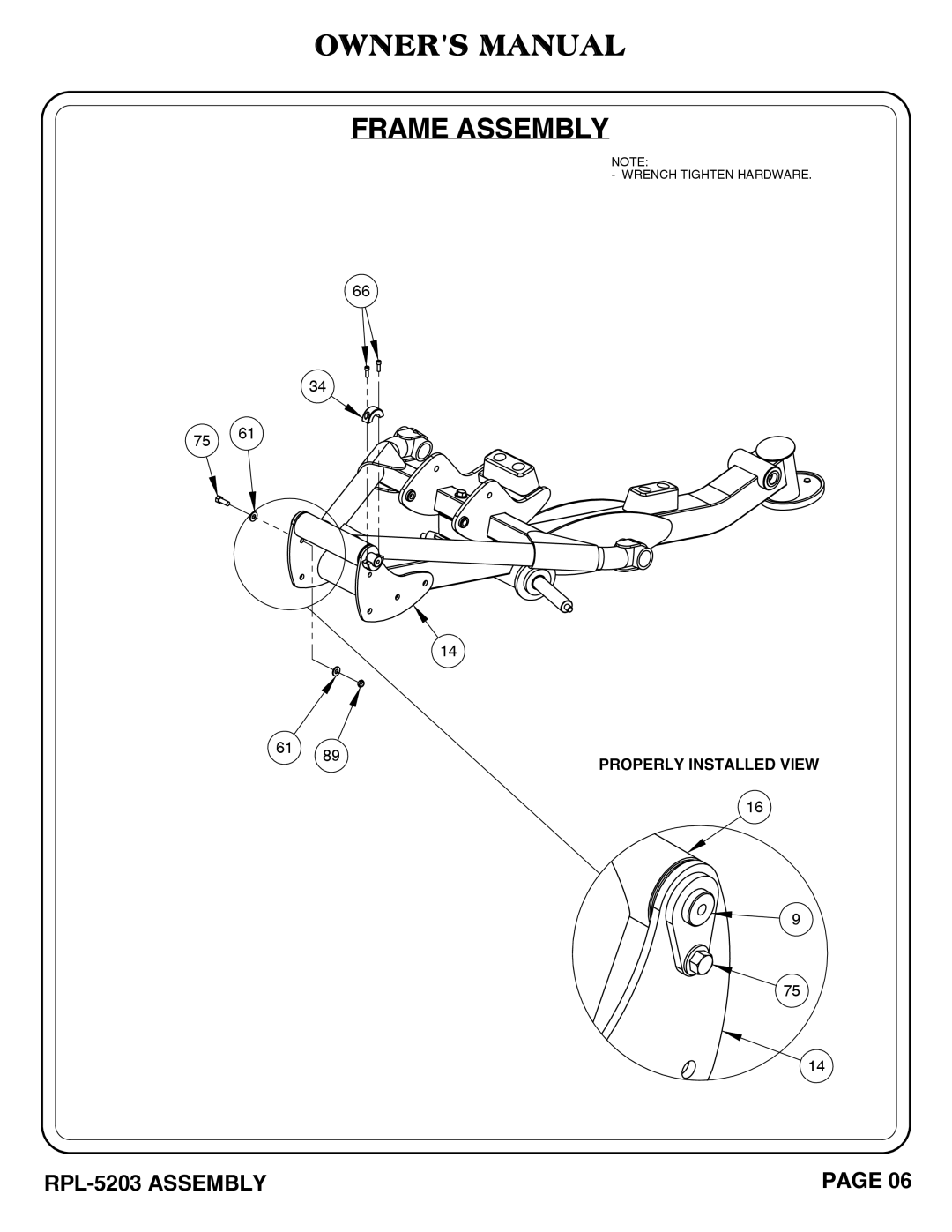 Hoist Fitness rpl-5203 owner manual Properly Installed View 