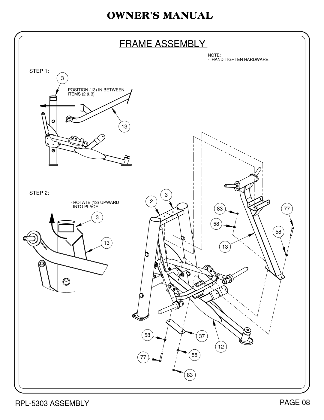 Hoist Fitness RPL-5303 owner manual Step 