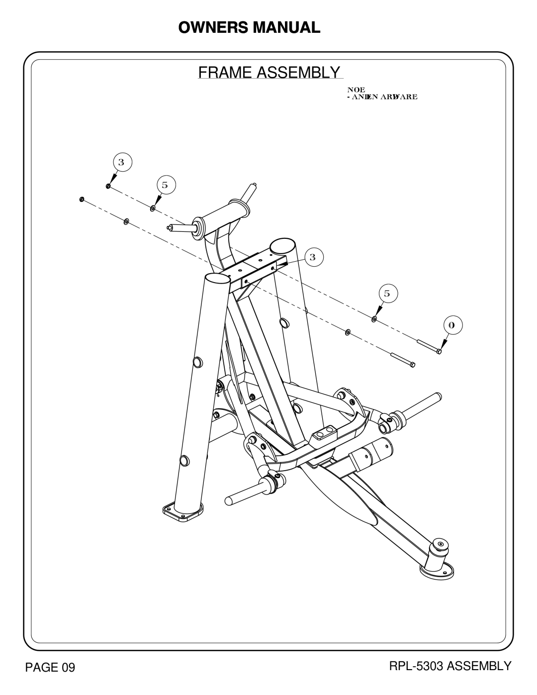 Hoist Fitness RPL-5303 owner manual Frame Assembly 