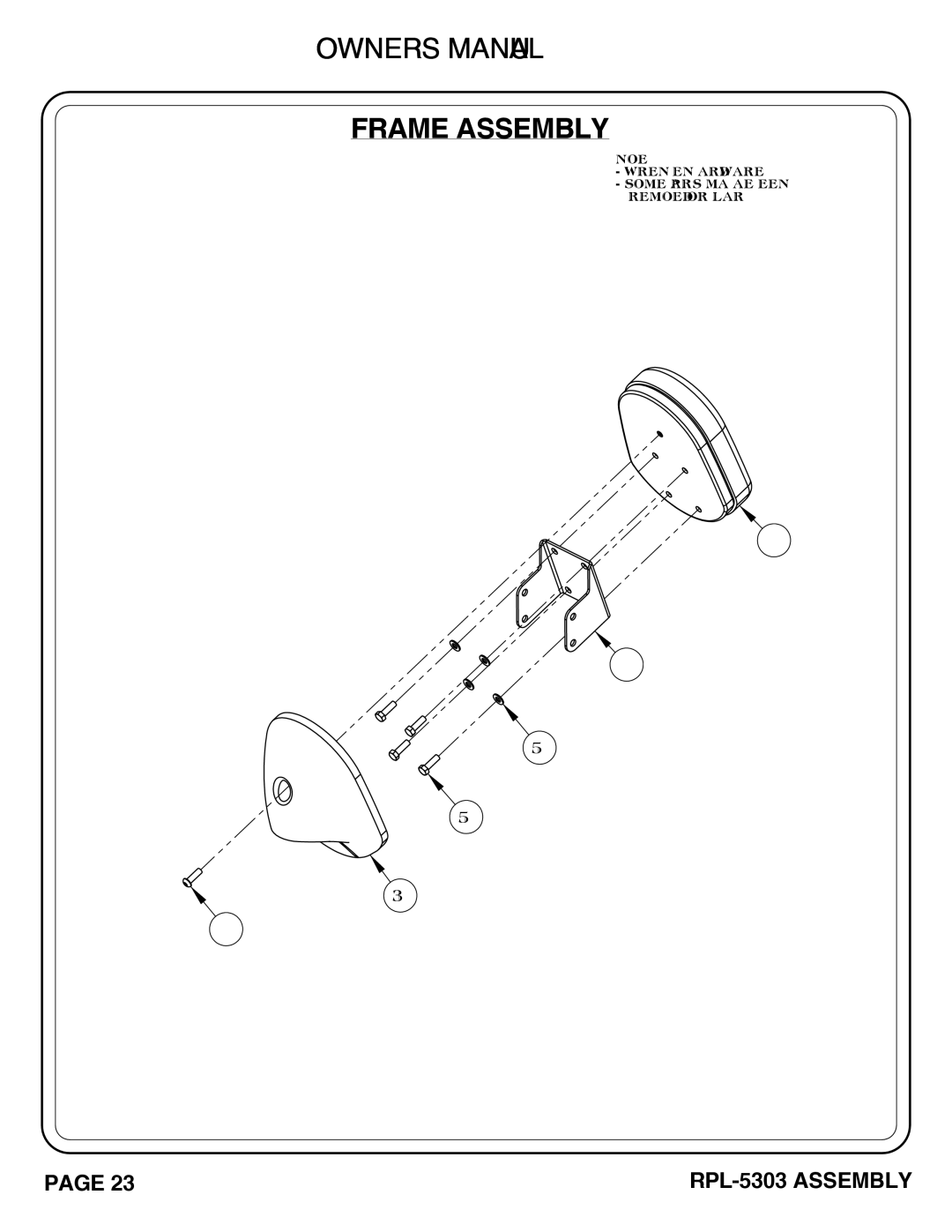 Hoist Fitness RPL-5303 owner manual Frame Assembly 