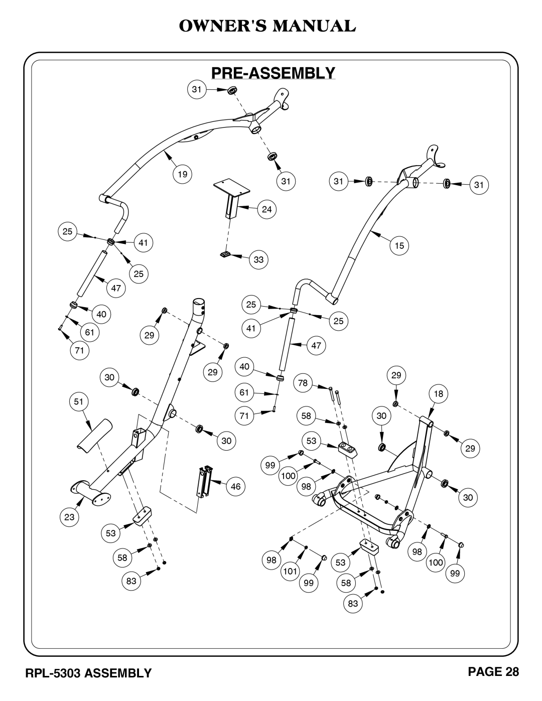 Hoist Fitness RPL-5303 owner manual 6129 7158 3053 100 4698 101 