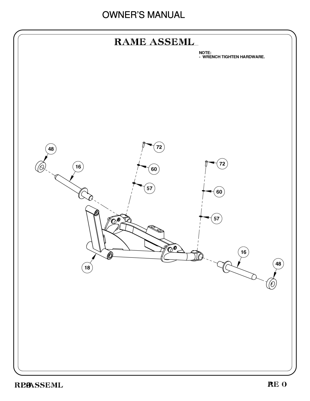 Hoist Fitness RPL-5303 owner manual Wrench Tighten Hardware 