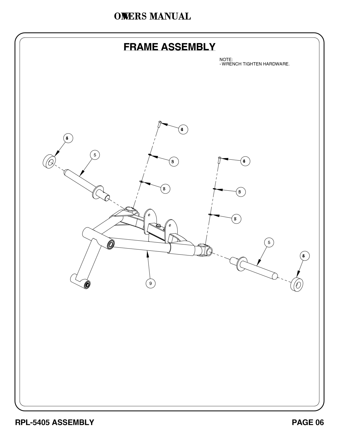 Hoist Fitness RPL-5405 owner manual Wrench Tighten Hardware 