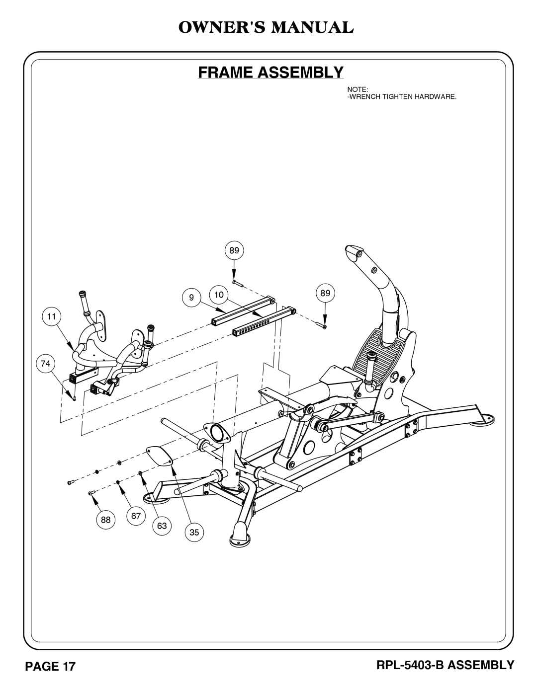 Hoist Fitness RPL-5406-B owner manual 88 67 63 