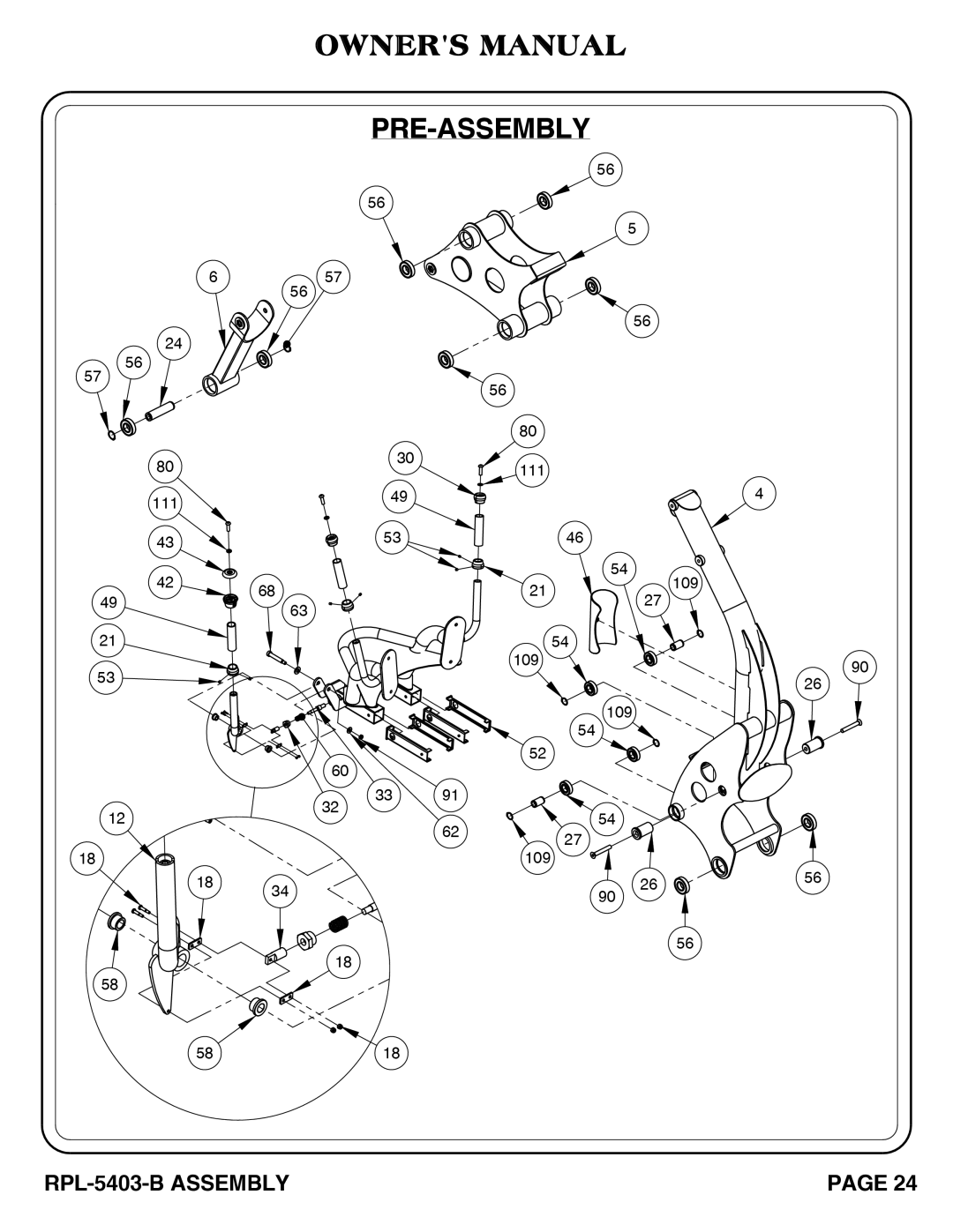 Hoist Fitness RPL-5406-B owner manual Pre-Assembly 