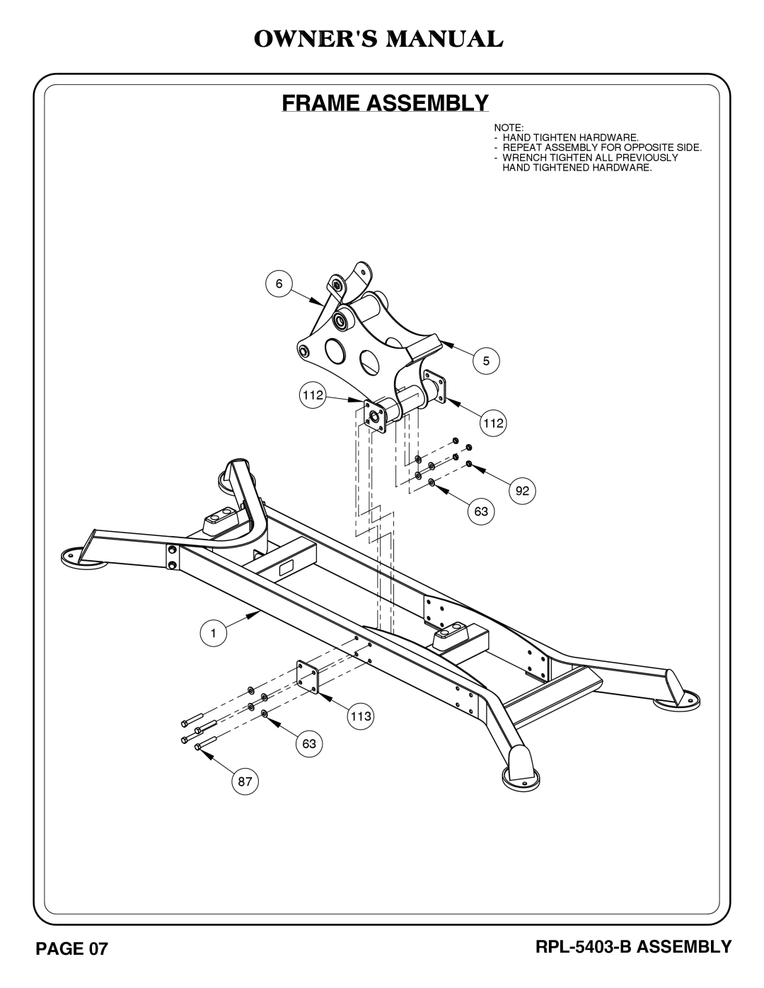 Hoist Fitness RPL-5406-B owner manual 112 113 