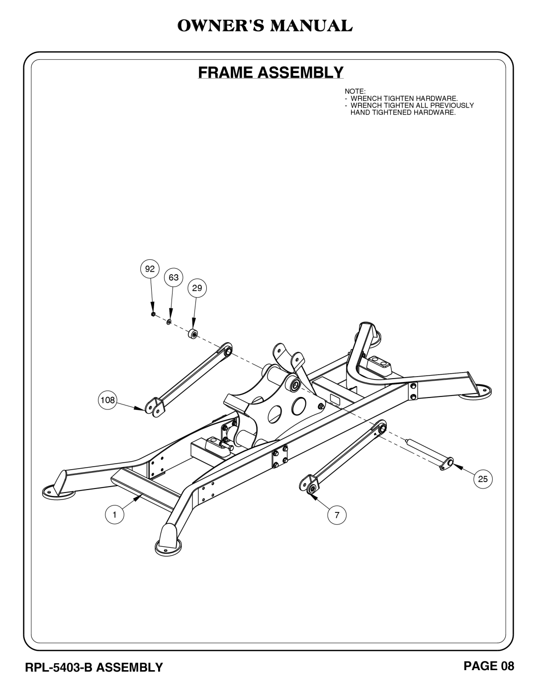 Hoist Fitness RPL-5406-B owner manual 108 