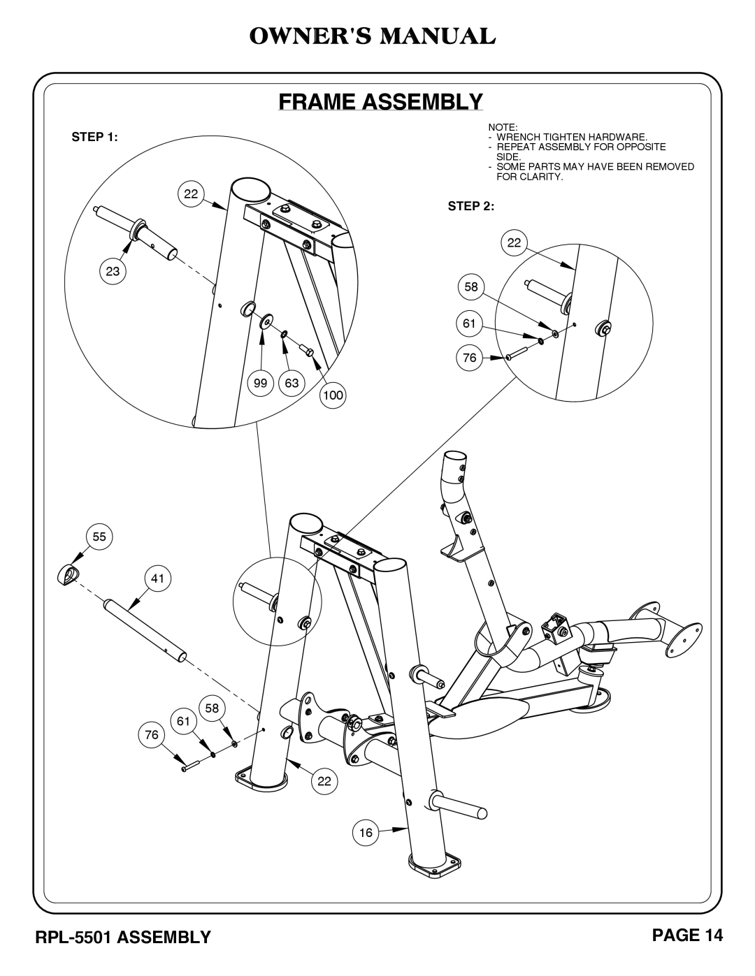 Hoist Fitness RPL-5501 owner manual Step 