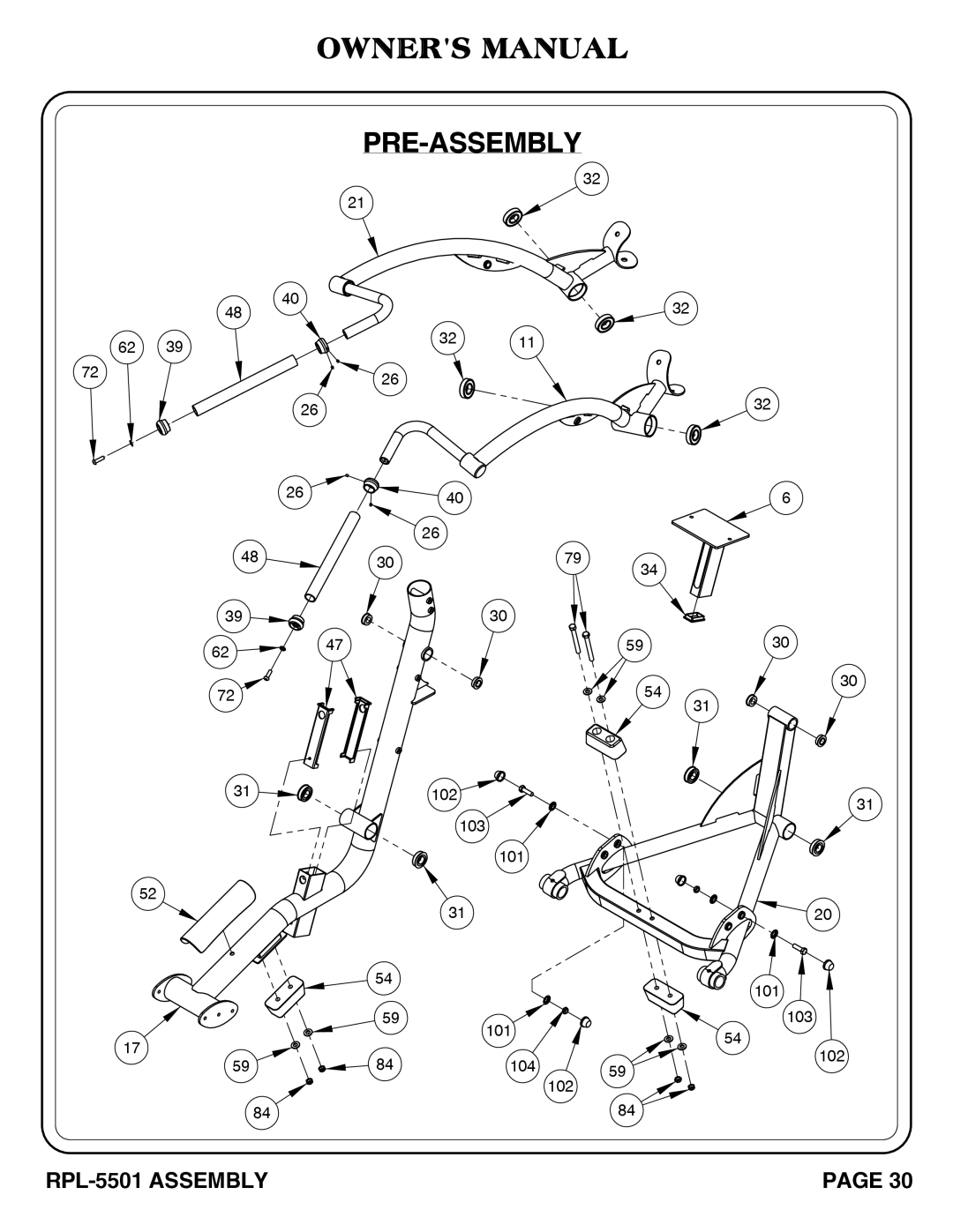 Hoist Fitness RPL-5501 owner manual Pre-Assembly 