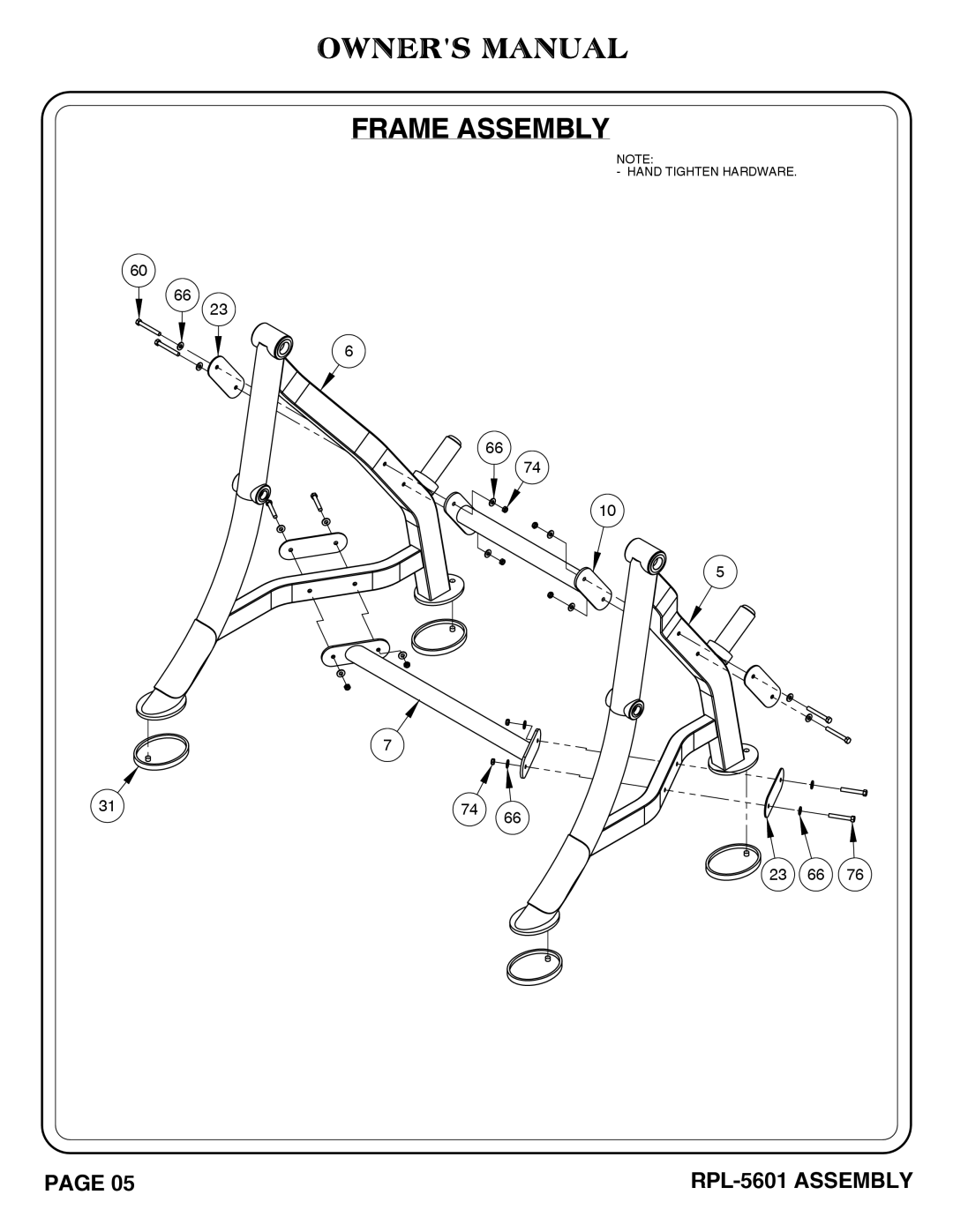 Hoist Fitness RPL-5601 owner manual 23 66 