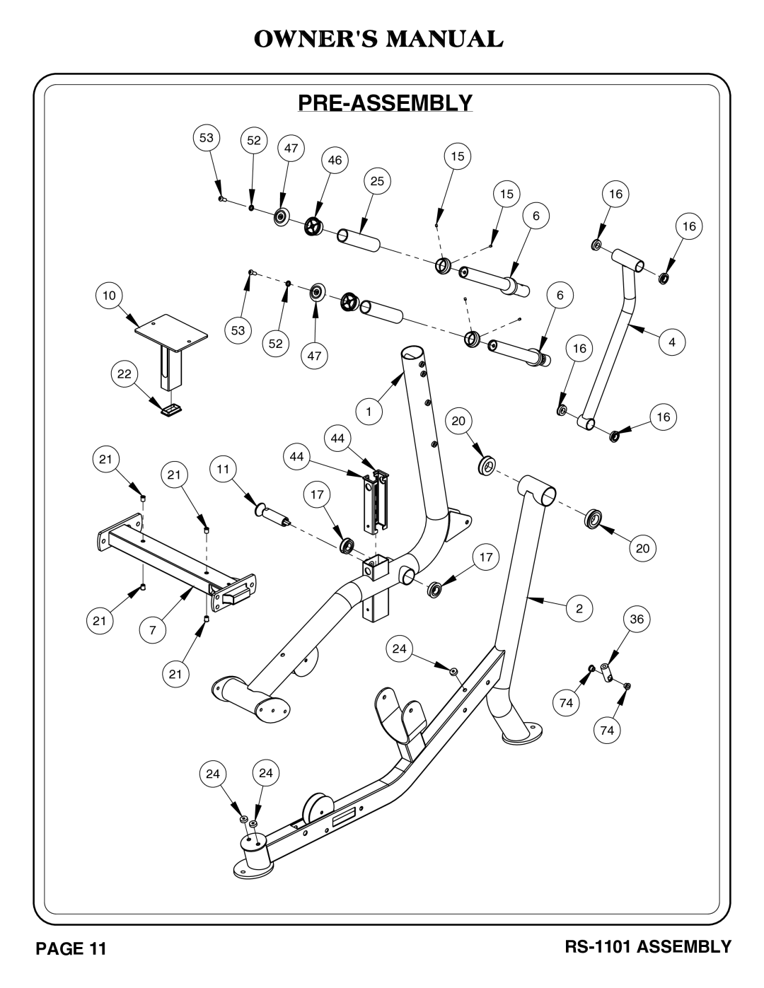 Hoist Fitness rs-1101 owner manual Pre-Assembly 