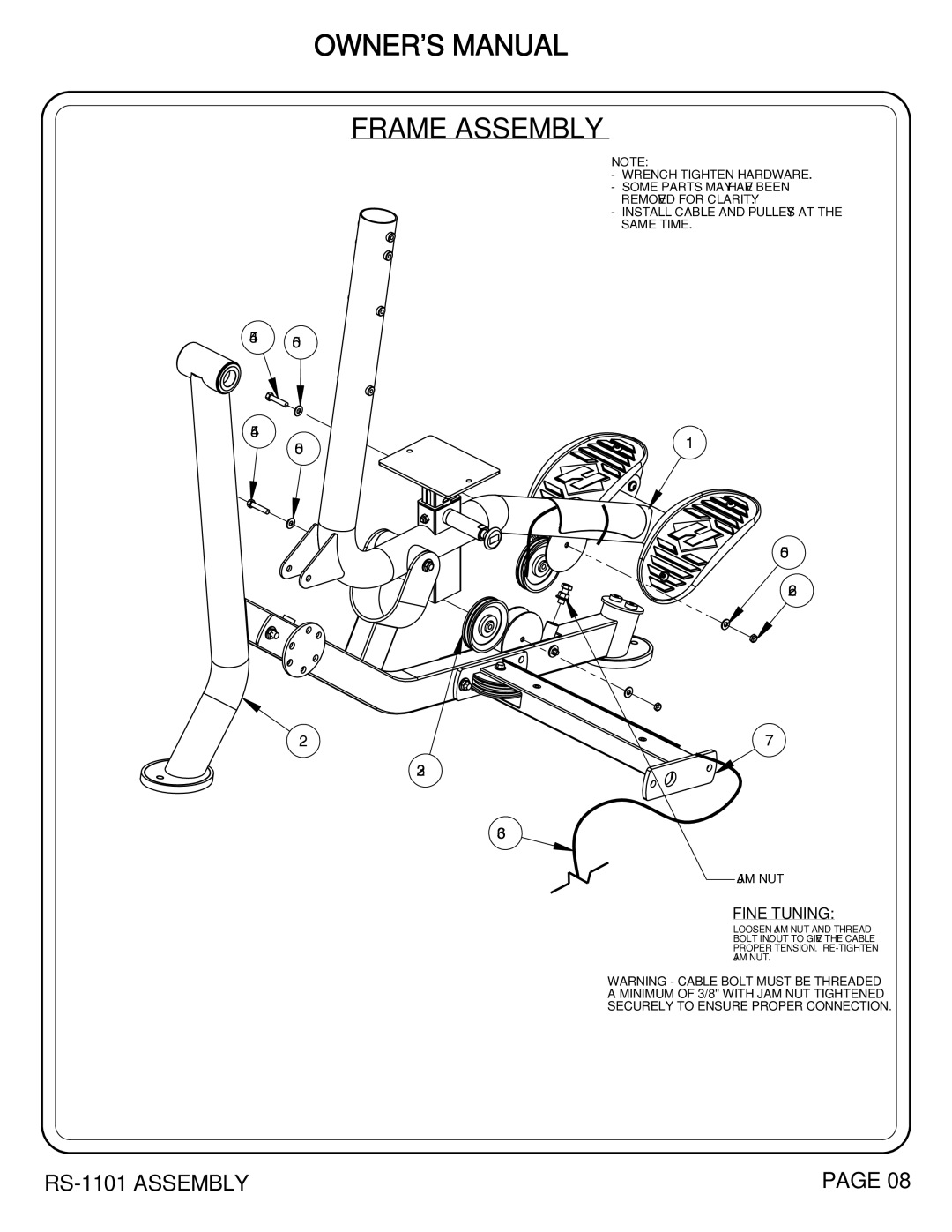 Hoist Fitness rs-1101 owner manual Fine Tuning 