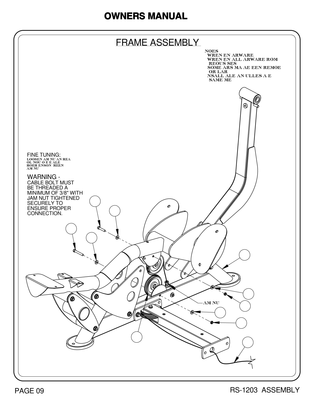 Hoist Fitness RS-1203 owner manual Fine Tuning 