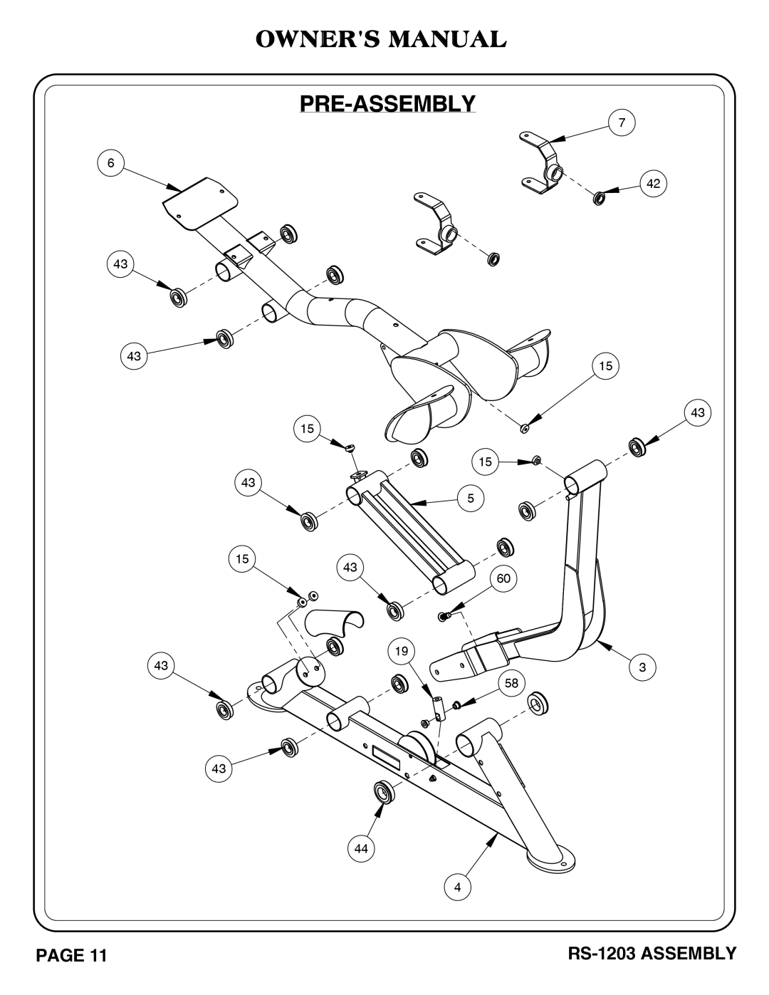 Hoist Fitness RS-1203 owner manual Pre-Assembly 