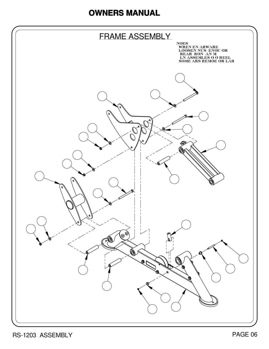 Hoist Fitness RS-1203 owner manual Frame Assembly 