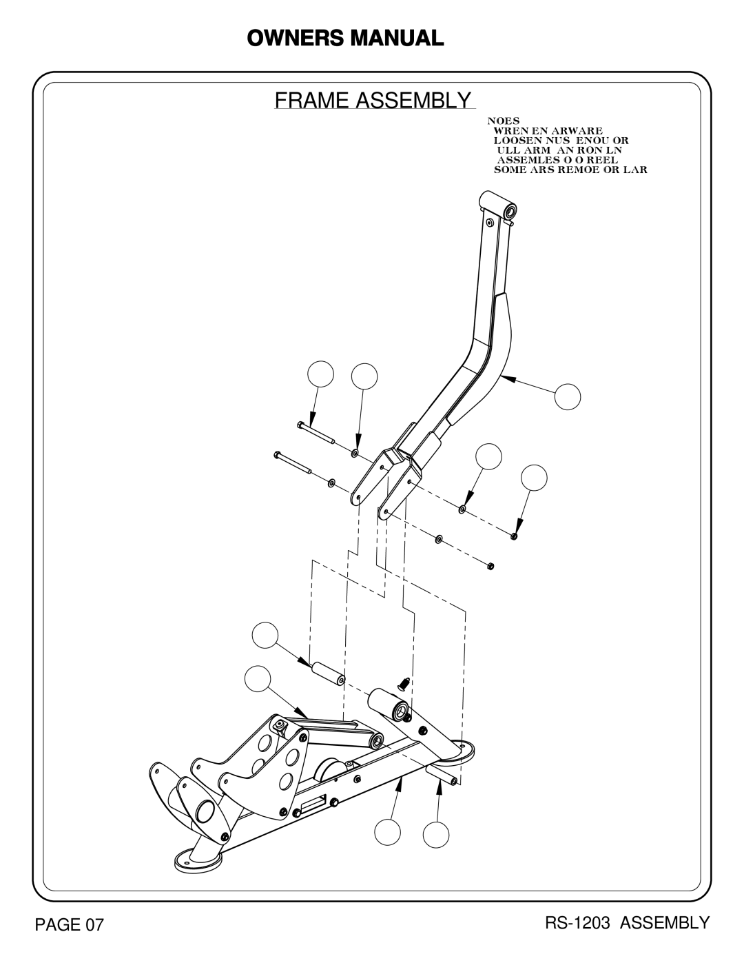 Hoist Fitness RS-1203 owner manual Frame Assembly 