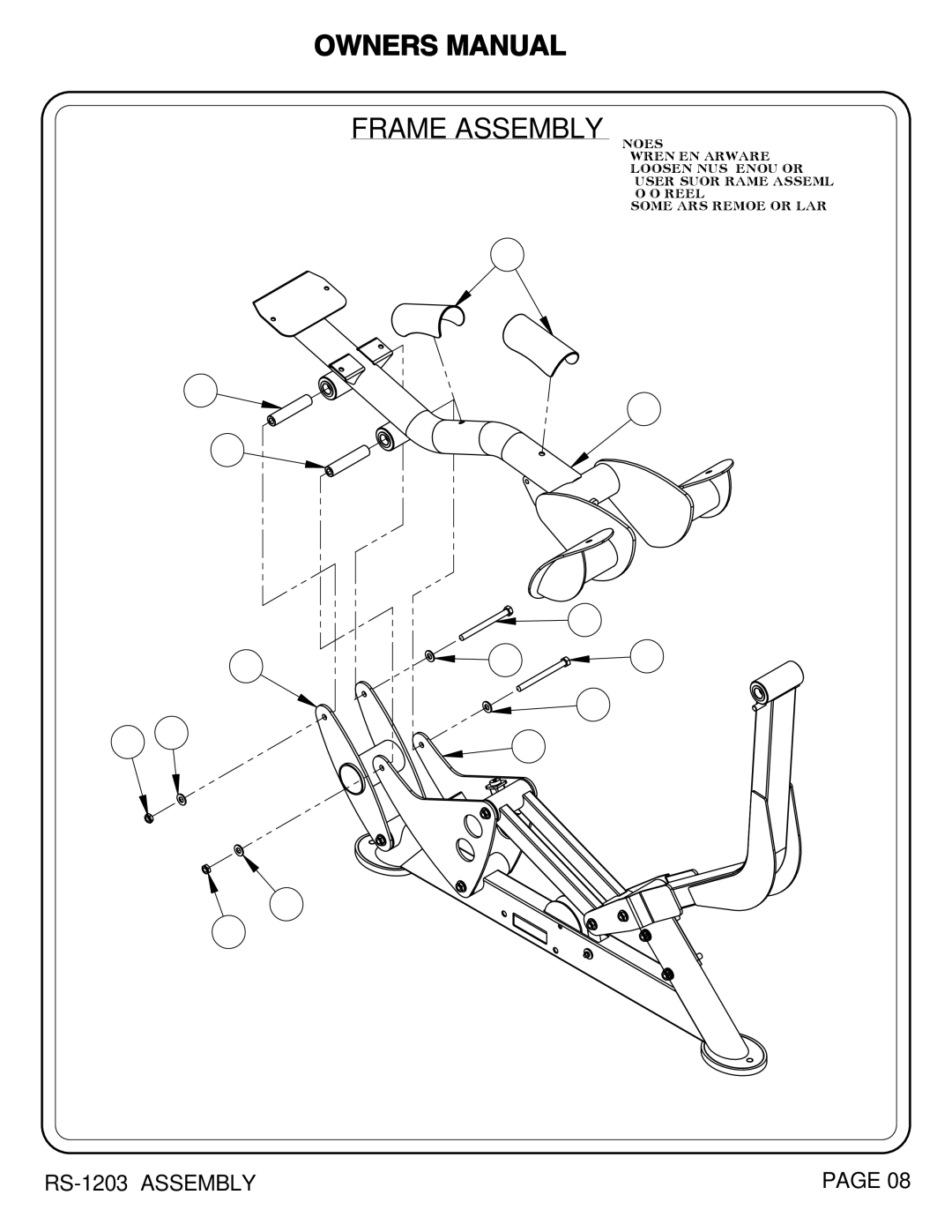 Hoist Fitness RS-1203 owner manual Frame Assembly 