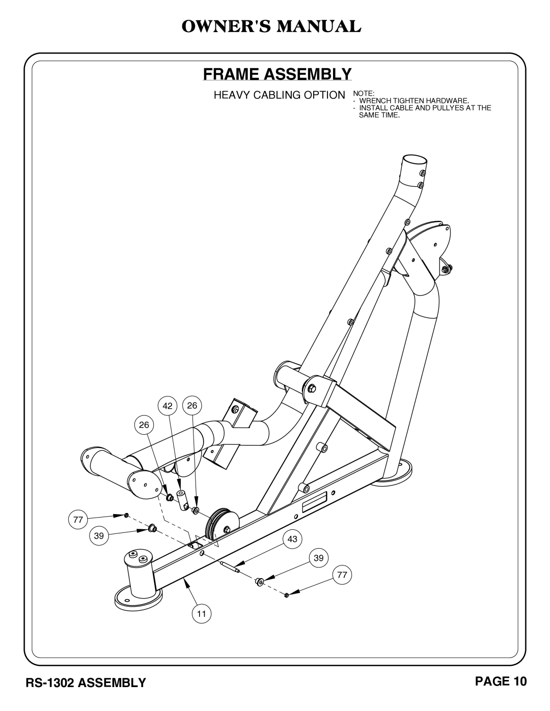 Hoist Fitness RS-1302 owner manual Heavy Cabling Option Note 