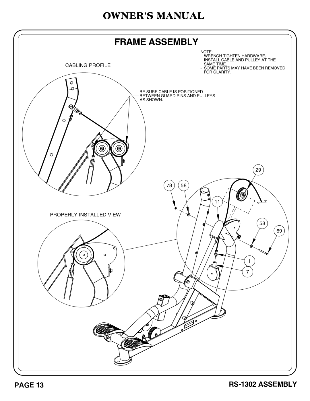 Hoist Fitness RS-1302 owner manual Cabling Profile Properly Installed View 