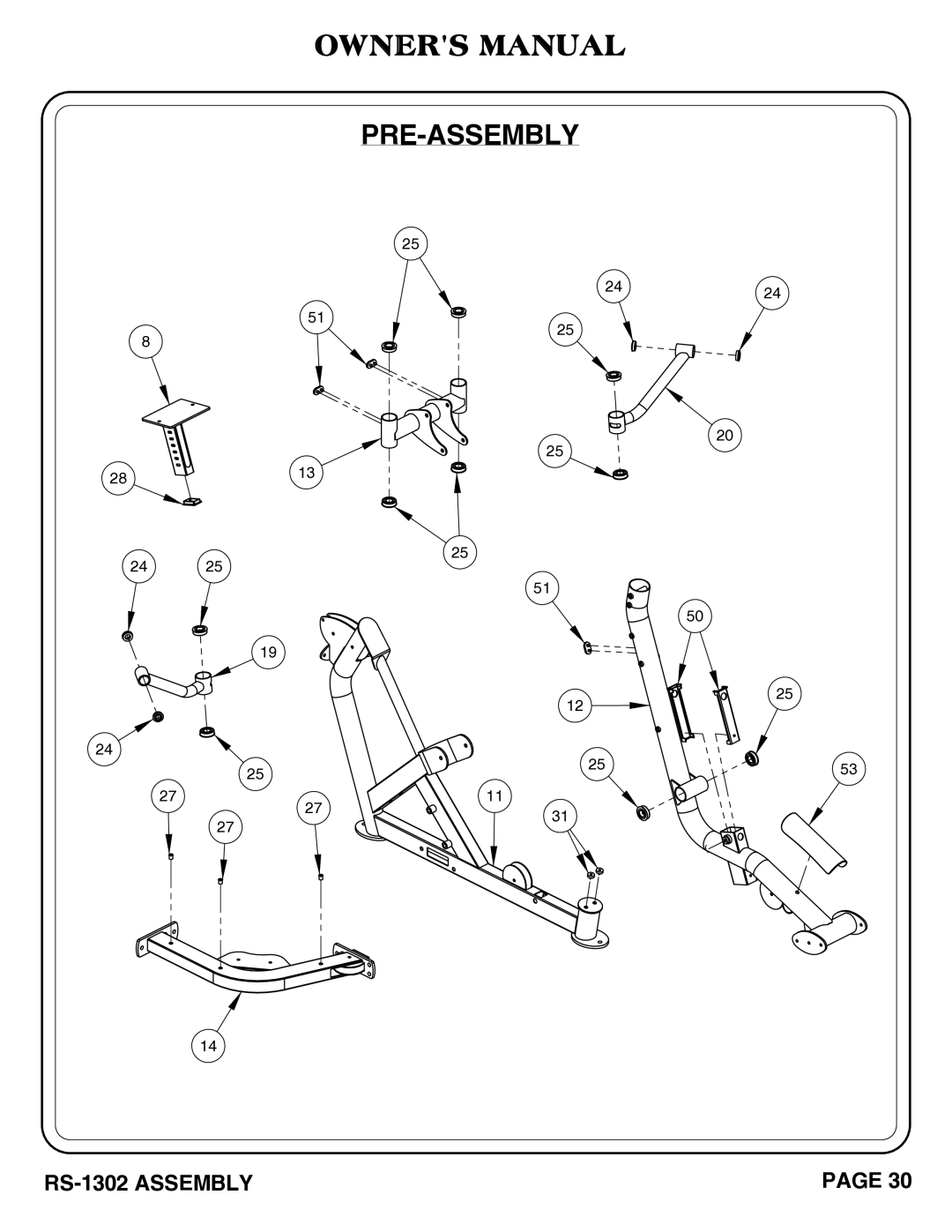 Hoist Fitness RS-1302 owner manual Pre-Assembly 