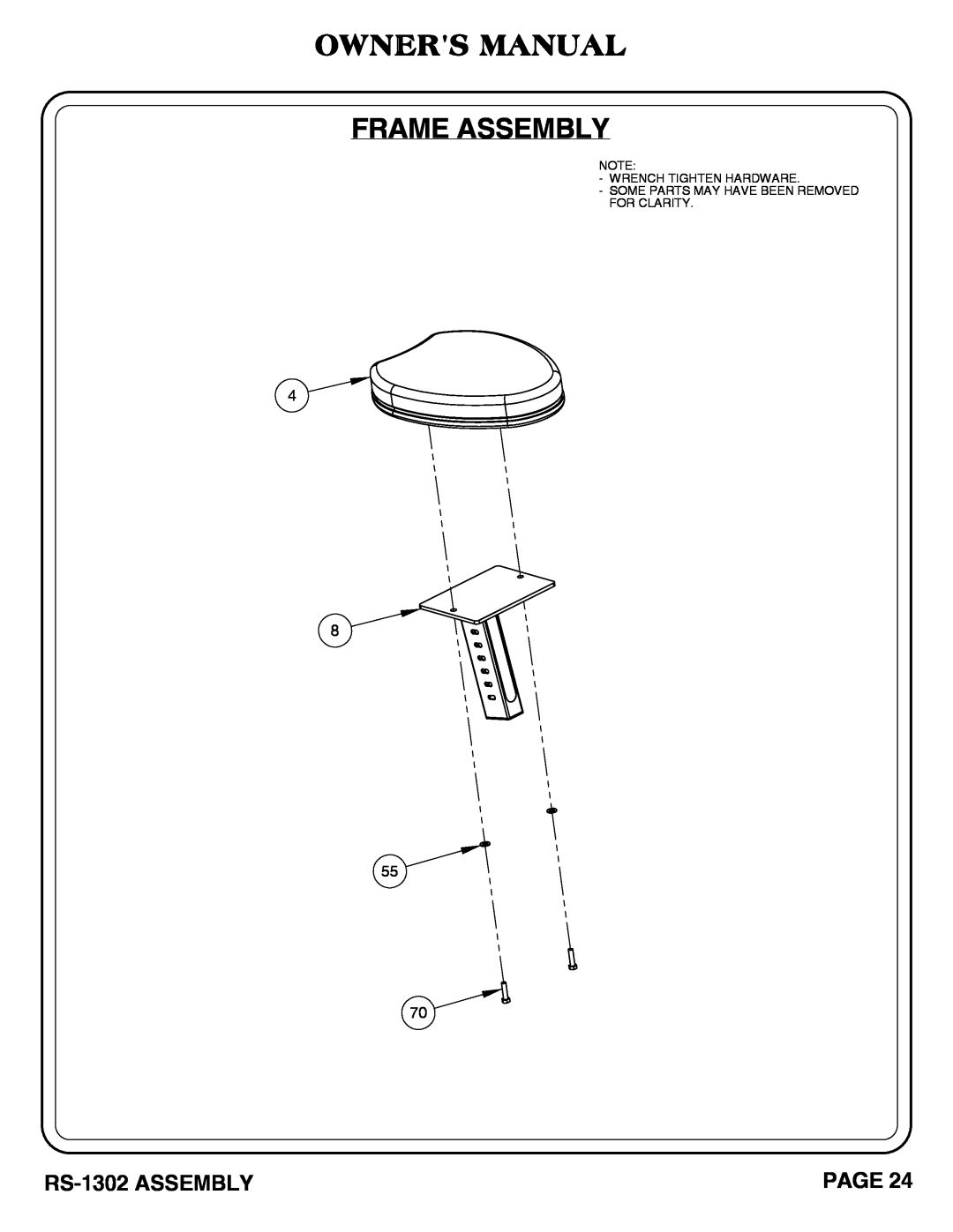 Hoist Fitness owner manual Owners Manual Frame Assembly, RS-1302 ASSEMBLY, Page 