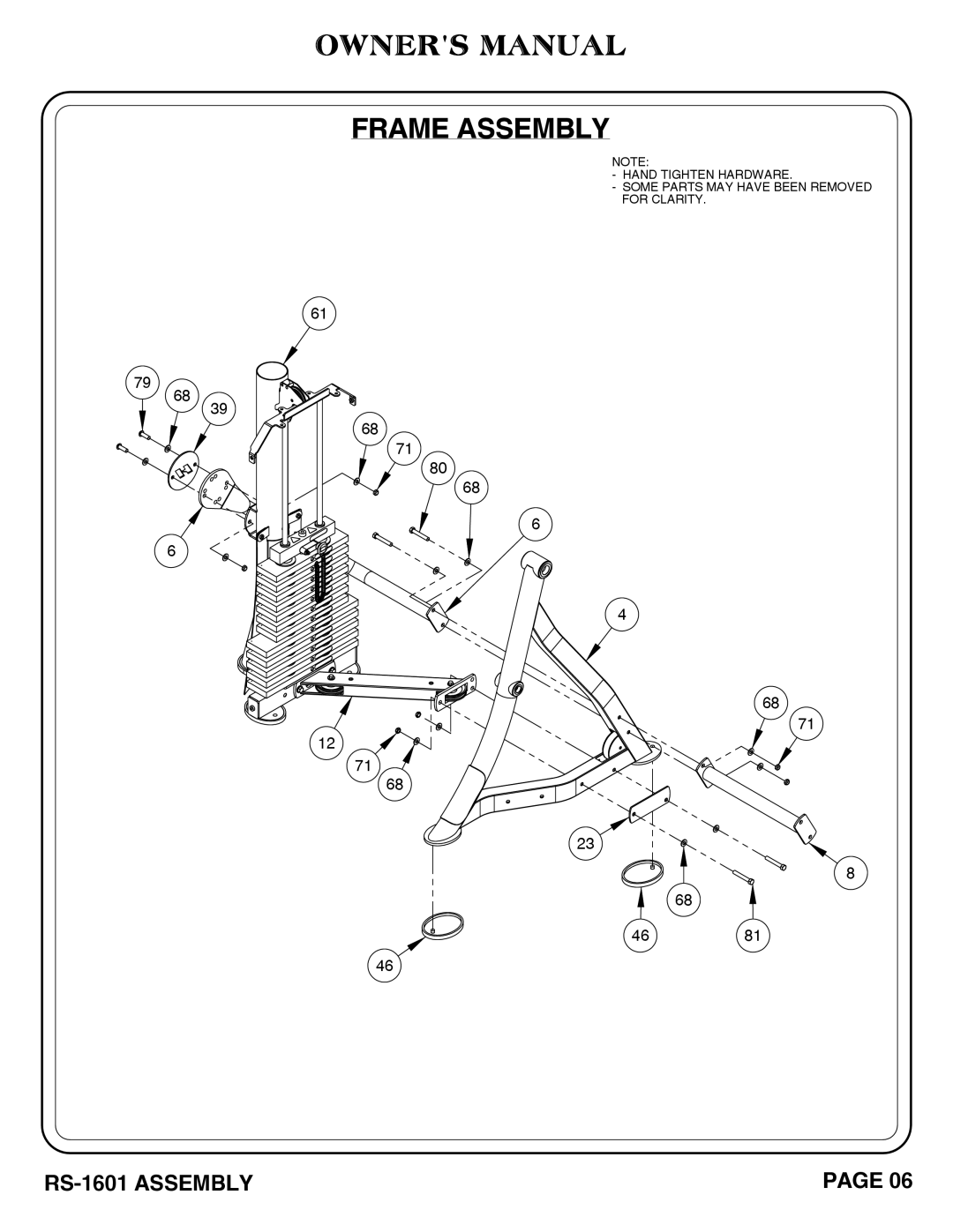 Hoist Fitness RS-1601 owner manual 4681 