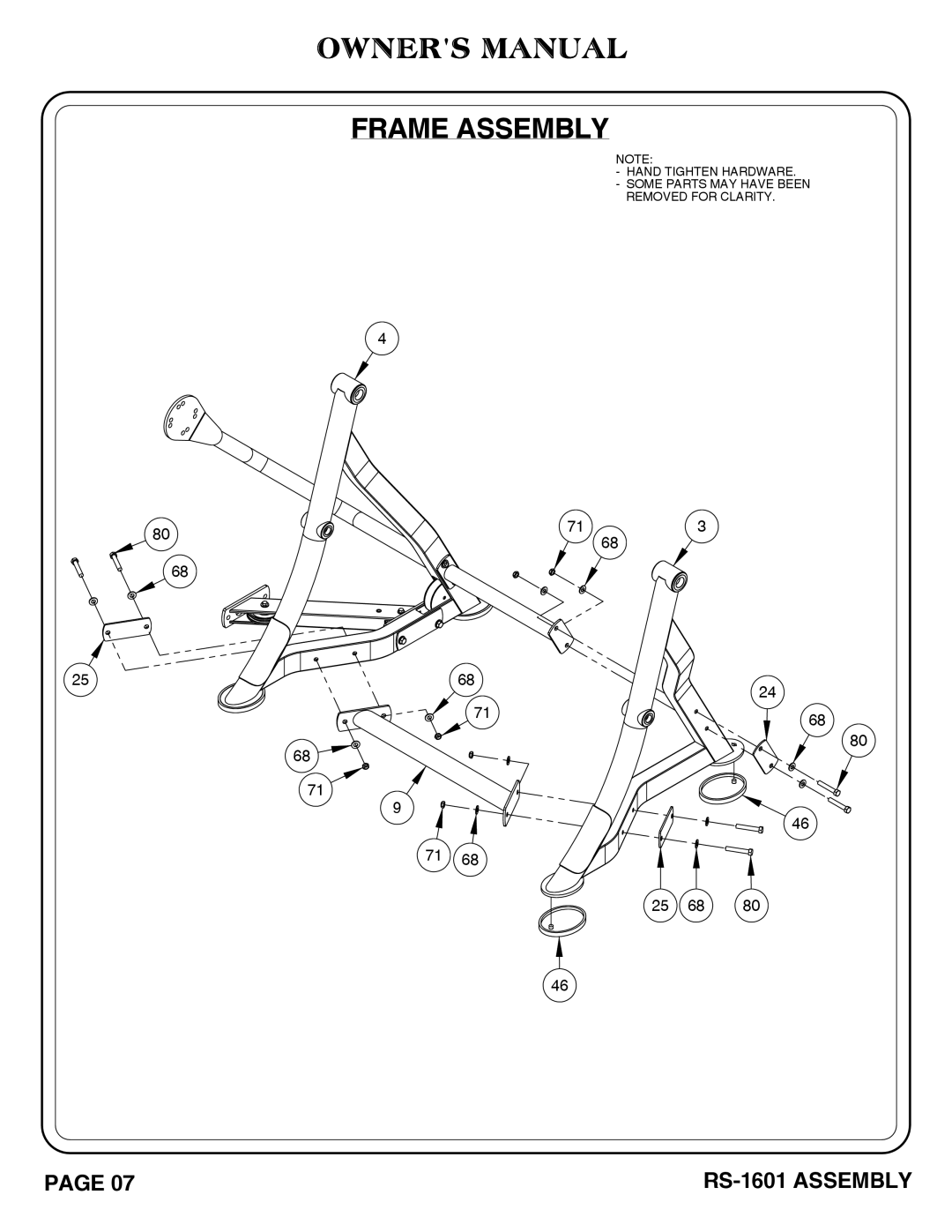 Hoist Fitness RS-1601 owner manual 25 68 