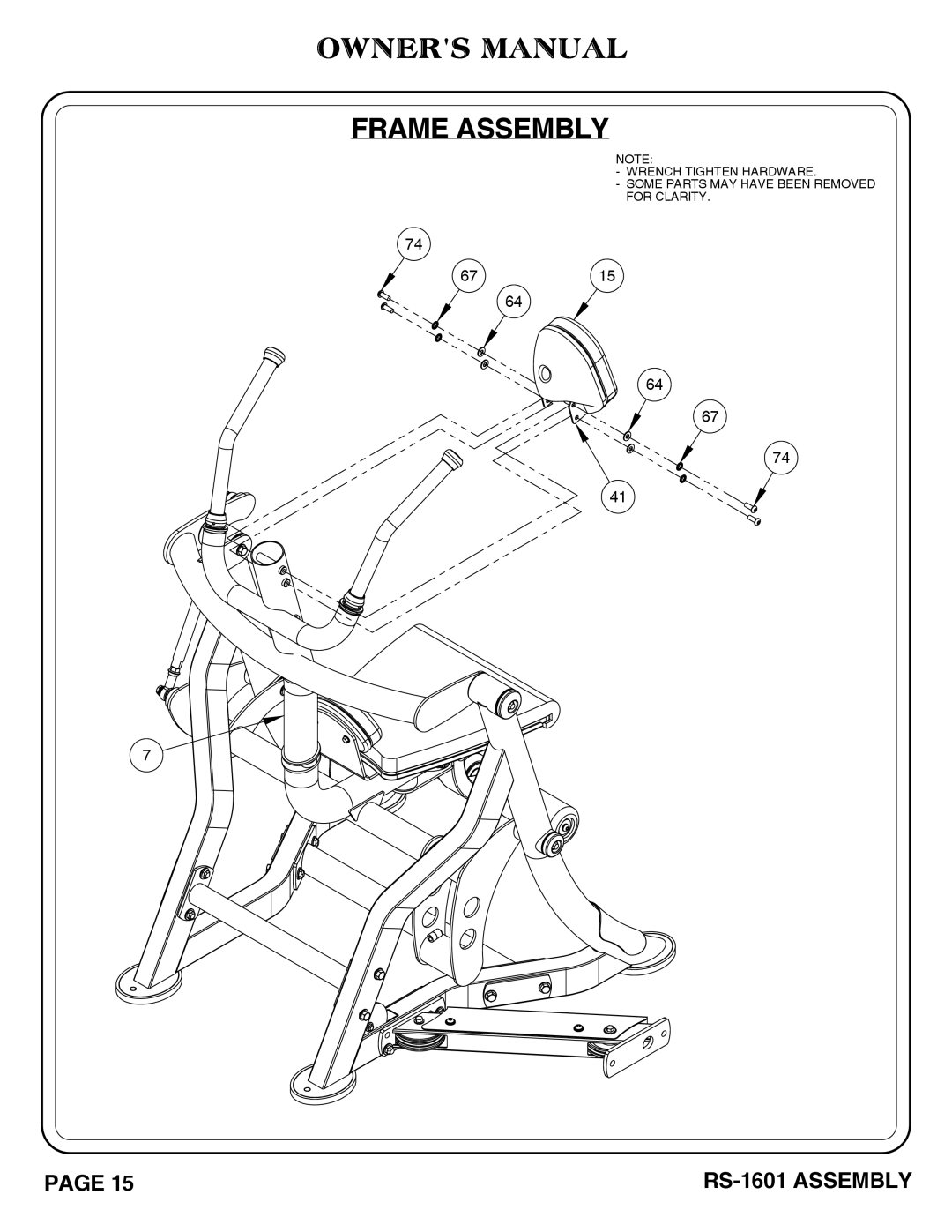 Hoist Fitness RS-1601 owner manual 6715 