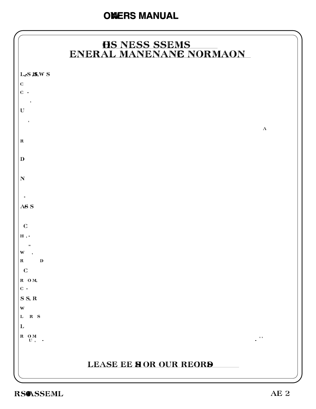 Hoist Fitness RS-1601 owner manual Hoist Fitness Systems General Maintenance Information 