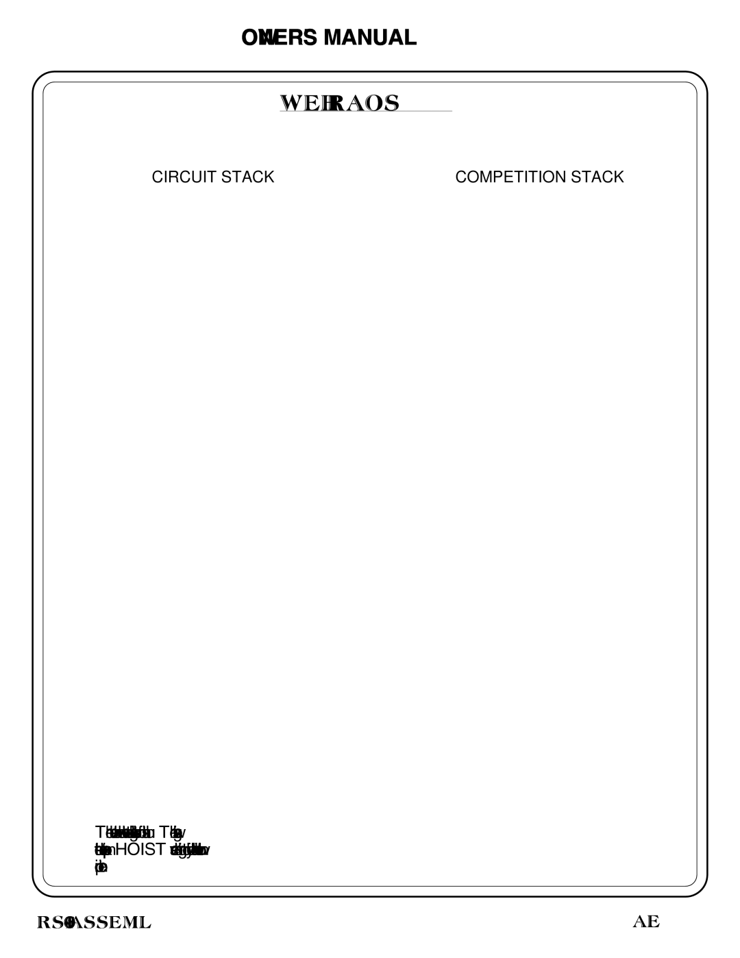 Hoist Fitness RS-1601 owner manual Weight Ratios 