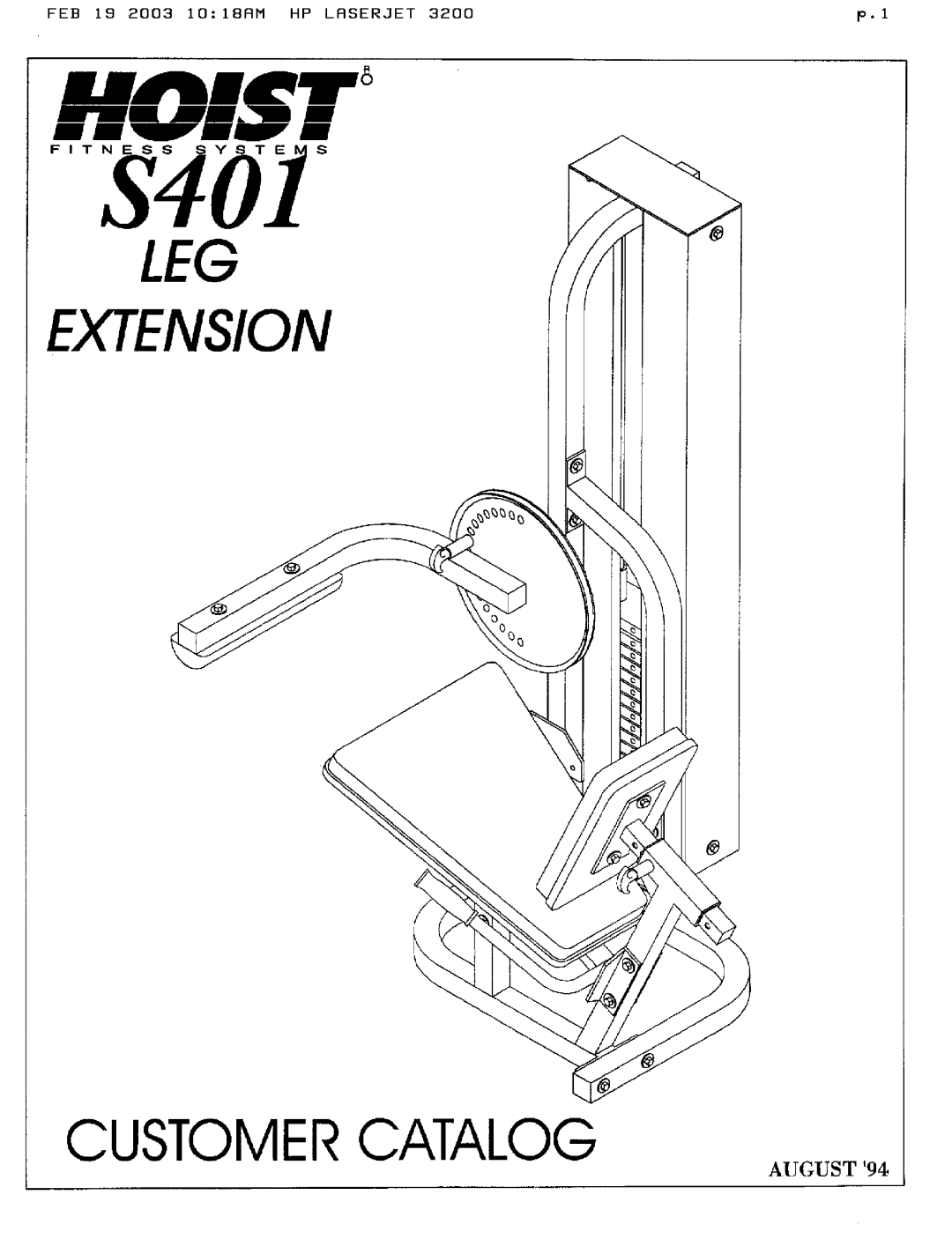 Hoist Fitness S401 manual 