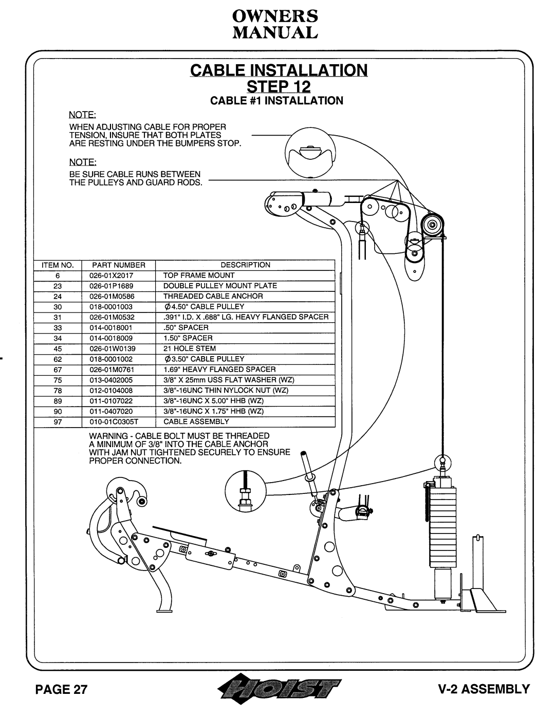 Hoist Fitness V-2 owner manual 