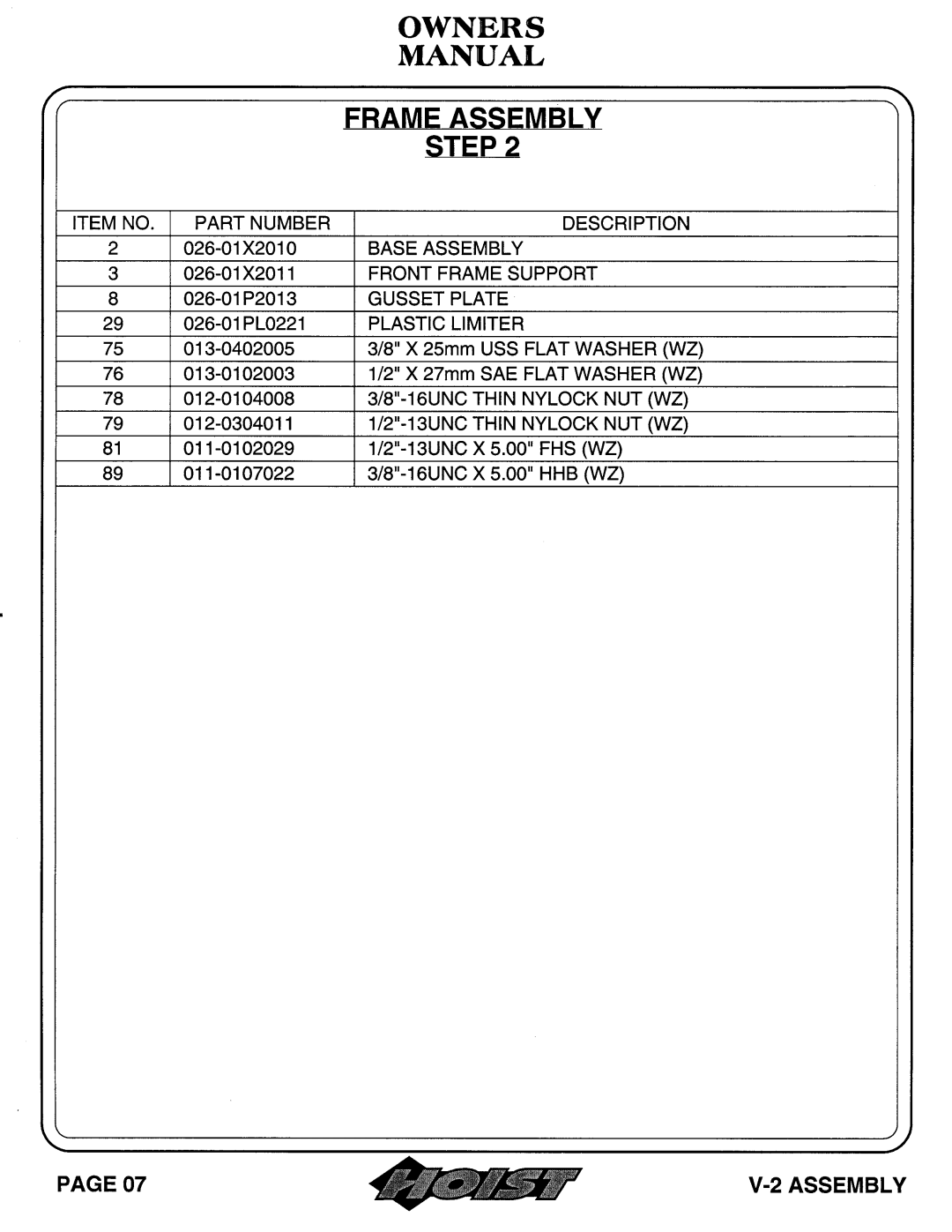 Hoist Fitness V-2 owner manual 