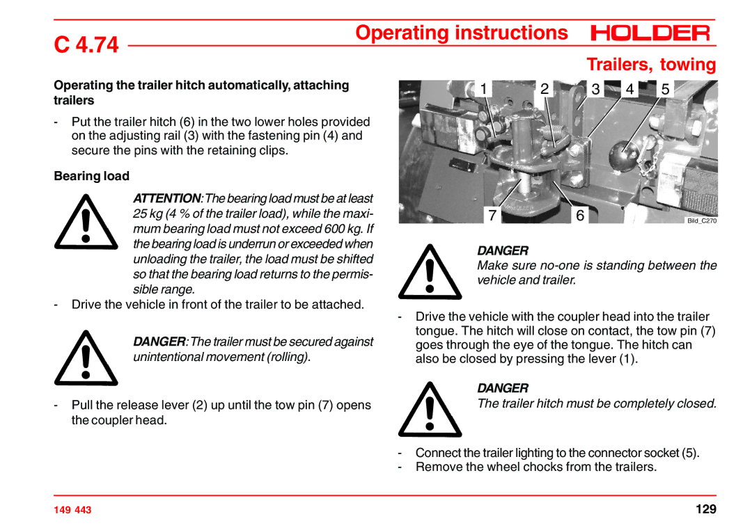 Holder 4.74 manual Trailer hitch must be completely closed 