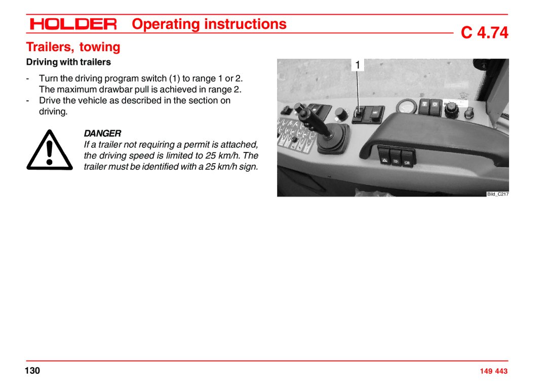 Holder 4.74 manual Driving with trailers 