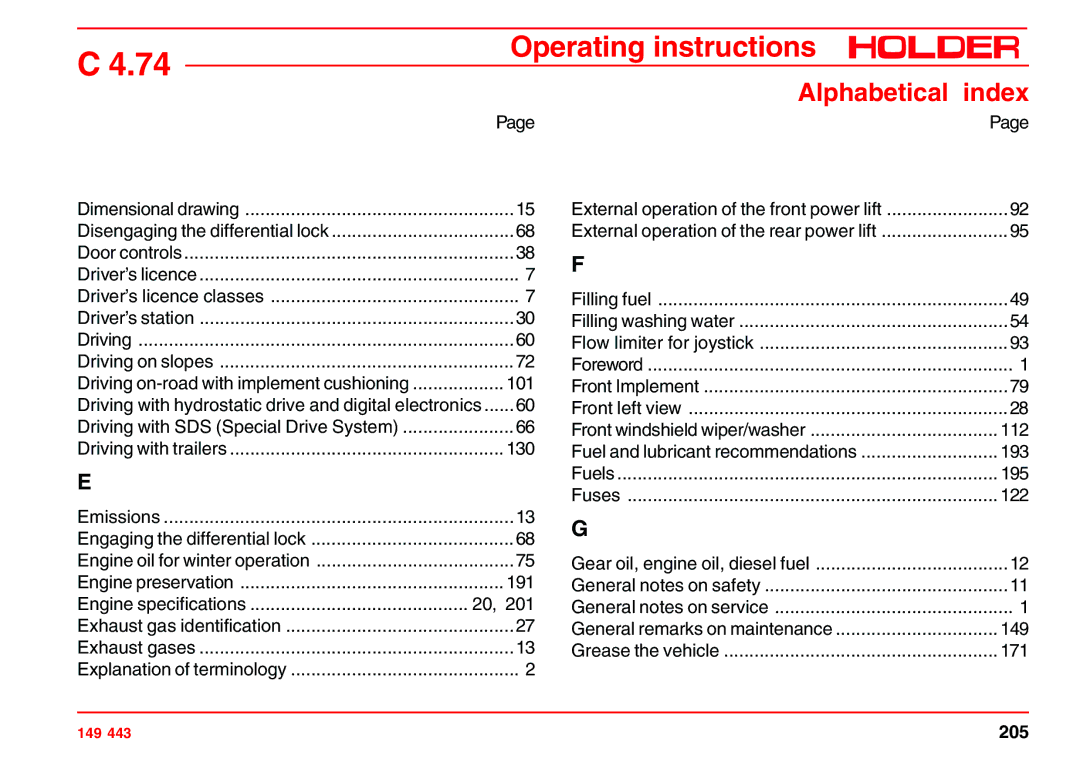 Holder 4.74 manual 205 