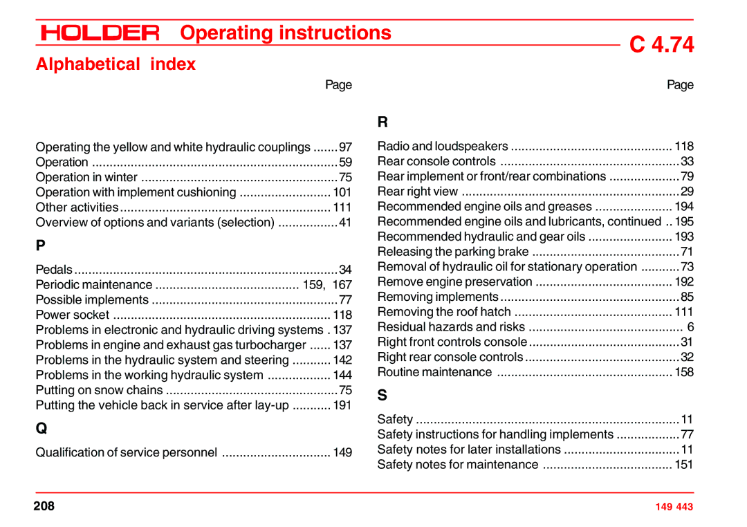 Holder 4.74 manual 208 