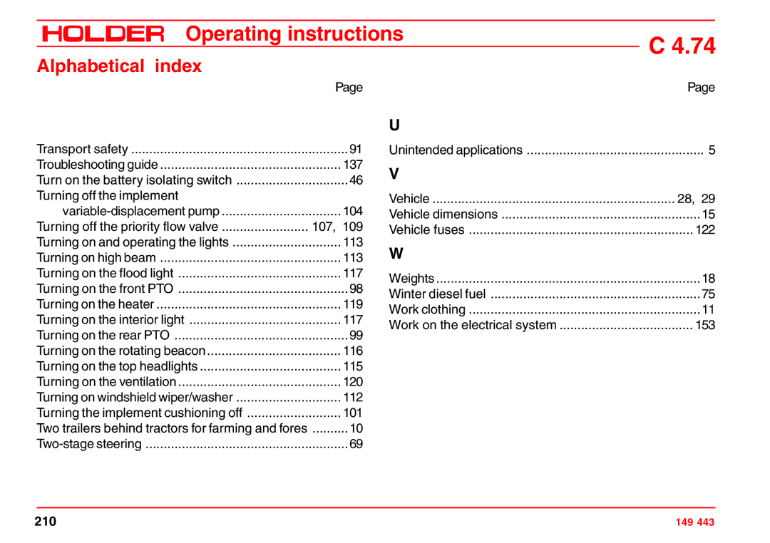 Holder 4.74 manual 210 